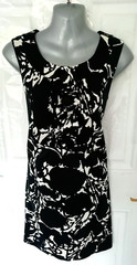 KEW 159 Size 10 Navy Blue White / Ivory Stretch Occasion Dress Lined Side Zip