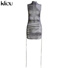 Women Sexy Bodycon Mini Dress Undefined Sleeveless Streetwear Partywear Chic