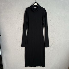 Reformation High Neck Ribbed Knit Dress Women&rsquo;s XS Black Tencel Spandex