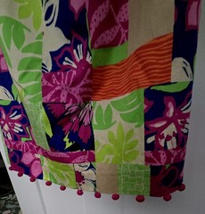 Lilly Pulitzer Brighton Halter Dress Women Size 10 Pom Pom Trim Patchwork Print