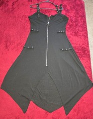 Goth Zip-Up Dress Size M/L Slight Stretch Black