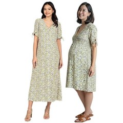 Seraphine Kitty Midi Dress 14 Women Yellow Floral Bow Sleeve Maternity Fairycore