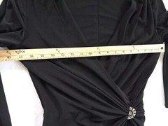 Lauren Ralph Lauren Dress 6 Black Pleated Rupples A Line V Neck