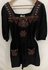 Sweet By Miss Me Women’s Bohemian Embroidered Studded Black Dress Size S NWT