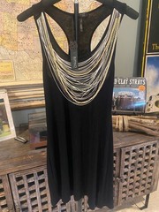 Buffalo David Bitton Black Racerback Tank Dress with Statement Chain Neckline