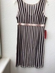JS Collections Lined Stretch Body Con Cocktail Dress Black and Nude Size 8 NWT