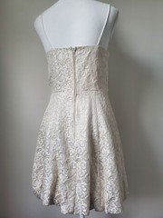 VNTG Betsey&Adam Shimmer Cream Brocade Rhinestone Formal Bridal Party Dress USA