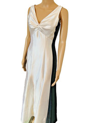 VTG JESSICA MCCLINTOCK White/Black Criss Cross Back Evening Gown Maxi Dress Sz 6