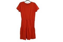 NEW Candace Cameron Bure Regular Breezy Cotton Smocked T-shirt Dress Red Small