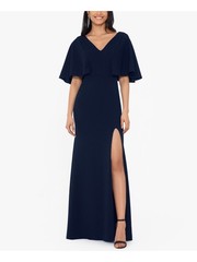 BETSY & ADAM Womens Sheath Full-Length Dress Slitted Kimono Sleeve Formal