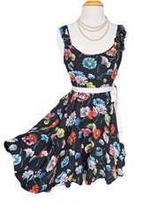 Anthropologie Moulinette Soeurs Asters Dress Black Floral Ribbon Belt 6 Florets