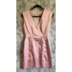 Zara Pink Sleeveless V-Neck Mini Sheath Dress with Front Slit Size M NWT