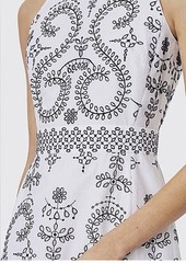 TORY BURCH Mariana Black & White Embroidered Cotton Midi Dress Sz 4 $698