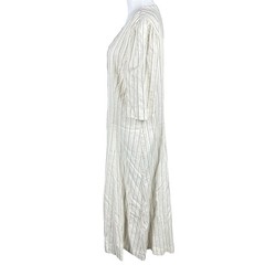 Ichi L V-Neck Button Front Stripe Midi Dress India Made Boho Travel Paris Summer