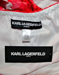 KARL LAGERFELD PARIS All Signed Floral Fit & Flare Tiered Crinkle Dress 10 $179