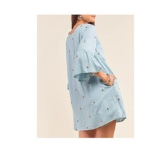 Dress with Pretty Embroidery, Free Shipping, Blue, Medium Size, New