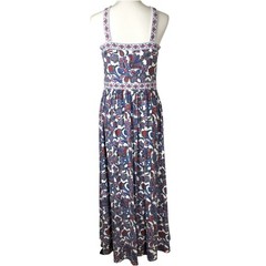 BODEN Paisley Halter Maxi Dress Pockets D0173 US 8R UK 12R Red Blue Cross Front
