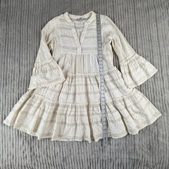 Devotion Twins Mini Dress Womens XS Cream Anthropologie Tiered Ella Bell Sleeve