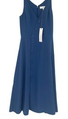 Dress the Population Emily Dress Womens Small Midi V Neck Faux Button Cocktail