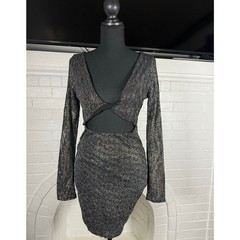 Tresser bodycon dress- black metallic
