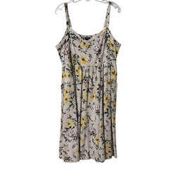 Torrid Midi Skater Dress Womens Size 2X Ivory Yellow Floral Cottagecore Challis