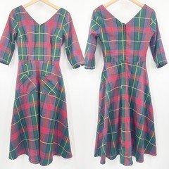 COLLECTIF London Dress Swing Mainline Cerere Etude Check Retro PinUp Vintage SZ2