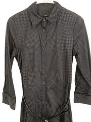 NWT Talbots Black & White Dot Belted Shirt Dress Size 4 Cotton/Spandex Career