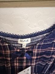 Self Esteem Juniors Large Textured Smocked‑Back Empire‑Waist Dress Blue Plaid