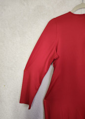 Rebdolls Women Dress 14/16 Red 100% Polyester Long Sleeve Ruched Knee Length