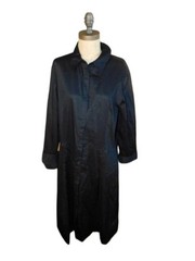 Talbots Size XL Black Collared Cuffed Sleeve Cloth Button Down Dress