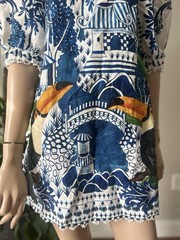 Farm Rio Women&rsquo;s Multicolored Ancient Garden Linen Floral Toucan Mini Dress Sz S