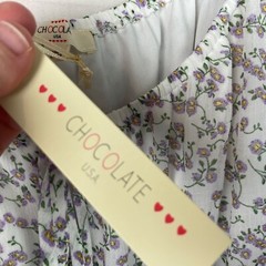 Chocolate Dress Juniors L Floral Cap Sleeve Tie Neck Mini Elastic Waist Pullover