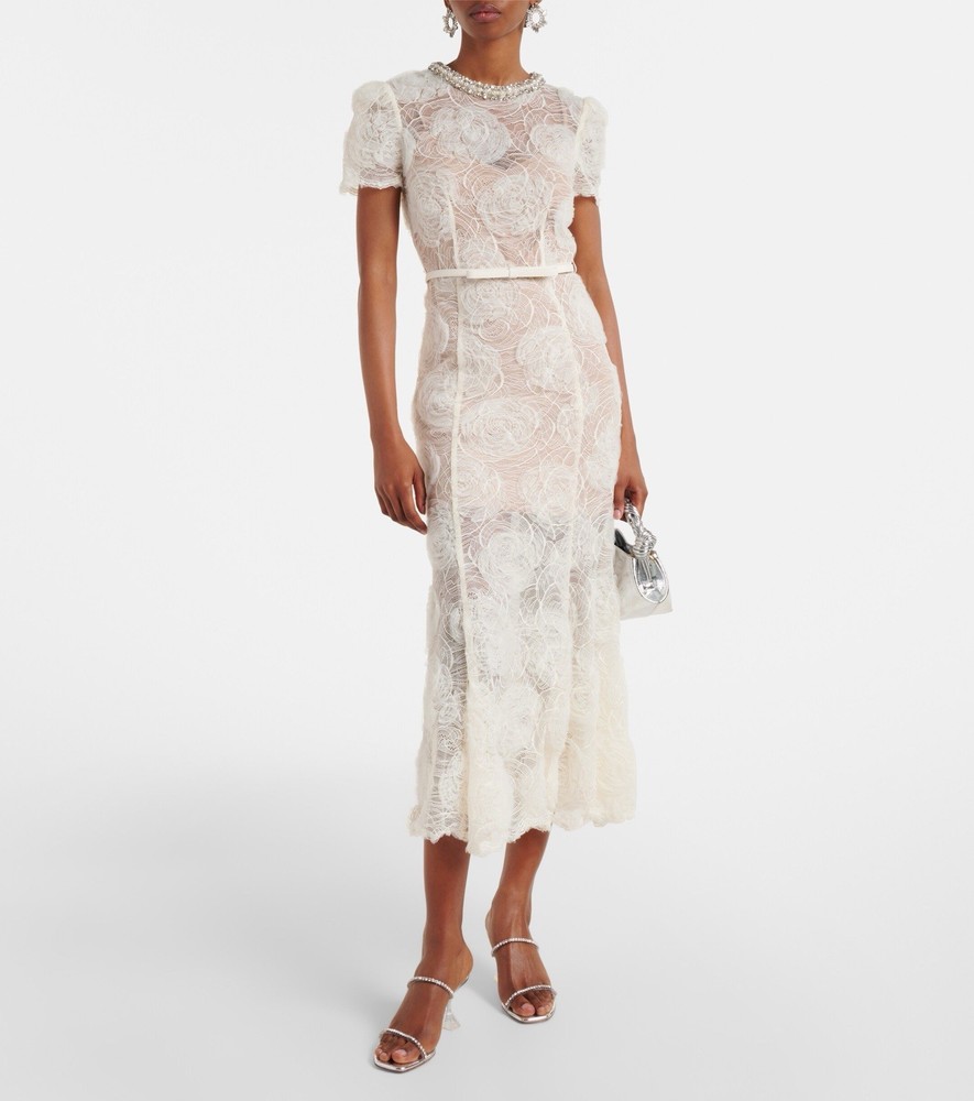 Self Portrait Semi-sheer lace midi dress