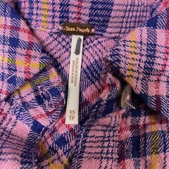 Free People Milo Pink Blue Plaid Mini Dress Button Front Size XS Elastic Waist