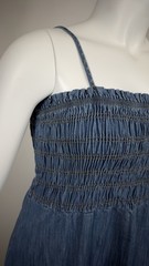 AK Jeans Chambray Smocked Midi Dress Blue Adjustable Straps Women’s XL