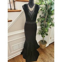 Symphony Women&rsquo;s Solid Black V-Neck Sleeveless Long Party Maxi Dress Size Medium