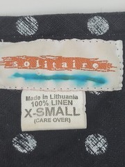 Soliatire Dress Womens XS Black White Dot Contrast Hem Linen Sleeveless Artsy