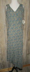 Vintage CDC NWT Teal Beige Paisley Print Sleeveless Dress Womens Sz 12 Fall