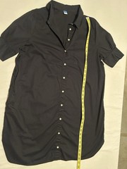 Old Navy Women&rsquo;s Black Solid Collared Button-Front Shirt Dress Pockets L