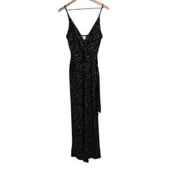 Kaileigh Size Medium Black Abstract Print Knit Jumpsuit Wide Leg StitchFix