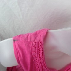 Jessica Taylor Pink Sleeveless Maxi Dress Crochet Lace Ruffle Hem Cotton Size M