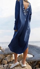 Free People Movement Long Game Layer Dress size XSBlue Oversized Midi Long Sleev