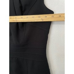 New Look Sheath Dress Womens 8 Black Cap Sleeve Pleated Neck Career Scoop Neck