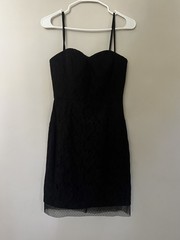 BCBGMax Azria Roselle Mini Strapless Dress in Black Lace, Size 4, NWT