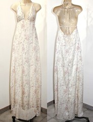 LoveShackFancy Cabane Silk Asymmetric hem Halter Maxi Dress in Biscotti M $625