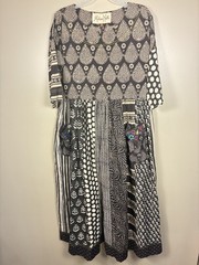 Madame Hall Printed Embellished Natural Made in India Midi Dress S Boho