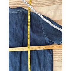 Studio Ease Denim Dress Jacket Set Size 16 Embroidered Floral 2 Piece Blue
