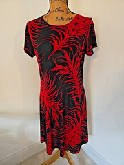 es.se USA Black Red Floral Pattern Short Sleeves Maxi Dress Stretch No Size