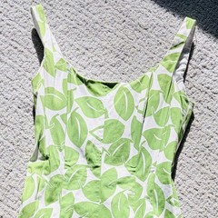 Nine West Corseted Coquette Cottagecore Leaf Print Size 2 Cotton Dress
