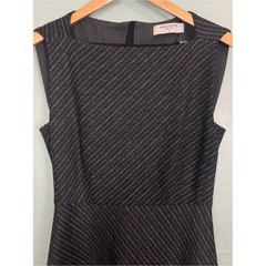 M.M. Lafleur The Cindy Dress Etch Stripe Wool Blend Women Sz 8 Short Sleeve Grey